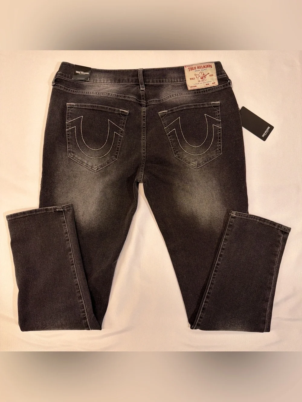 NWT True Religion Rocco Relaxed Skinny Jeans Men's 36x32 Faded Black NF No Flap